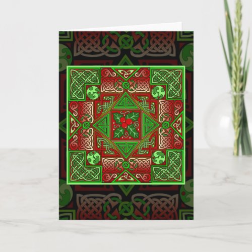 Celtic Holly Labyrinth Card