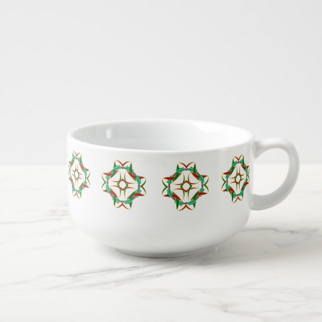 Celtic Holly Wreath Christmas Soup Mug (Left)