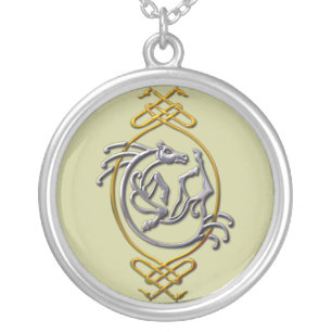 Celtic Horse Knotwork - Silver & Gold Plated Necklace