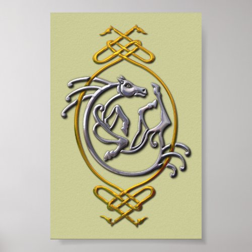Celtic Horse Knotwork - Silver & Gold