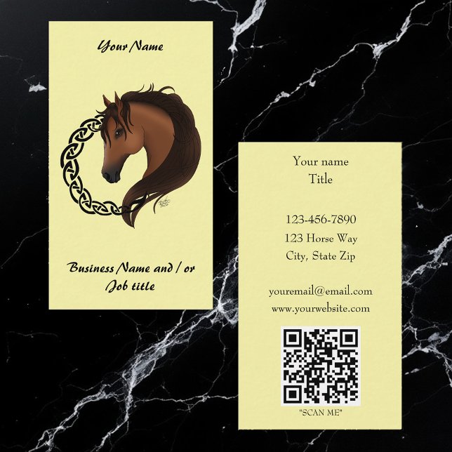 Celtic Horse Yellow Knotwork Circle Mythic Equine Business Card (Creator Uploaded)