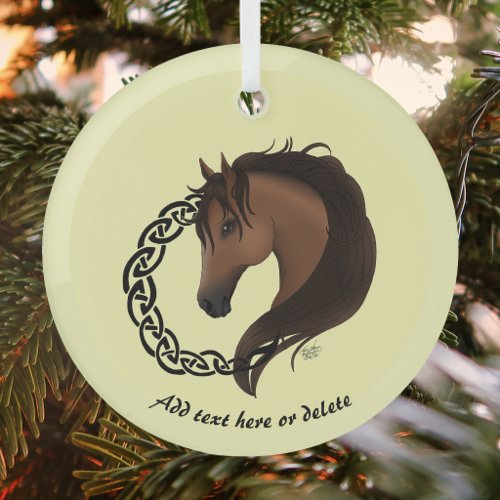Celtic Horse Yellow Knotwork Circle Mythic Equine
