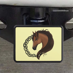Celtic Horse Yellow Knotwork Circle Mythic Equine Hitch Cover