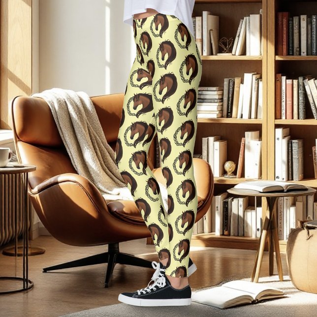 Celtic Horse Yellow Knotwork Circle Mythic Equine Leggings (Creator Uploaded)