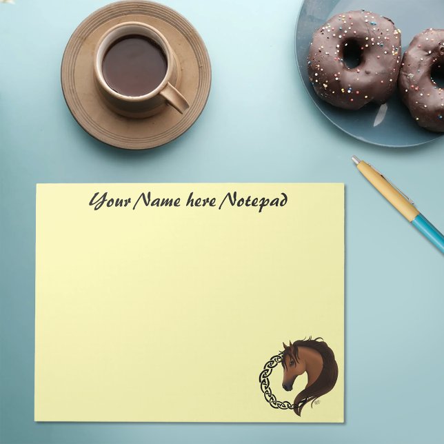 Celtic Horse Yellow Knotwork Circle Mythic Equine Notepad (Creator Uploaded)
