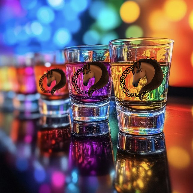 Celtic Horse Yellow Knotwork Circle Mythic Equine Shot Glass (Creator Uploaded)