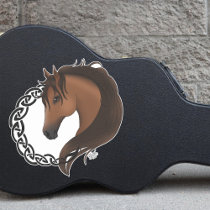 Celtic Horse Yellow Knotwork Circle Mythic Equine