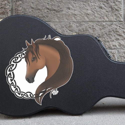 Celtic Horse Yellow Knotwork Circle Mythic Equine