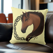 Celtic Horse Yellow Knotwork Circle Mythic Equine