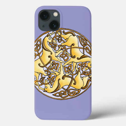 Celtic horses and knots in circle iPhone 13 case