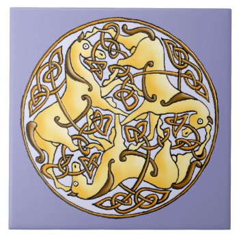 Celtic Horses And Knots In Circle Ceramic Tile by YANKAdesigns at Zazzle
