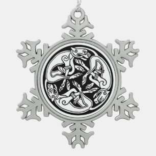 celtic hounds pewter ornament