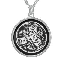celtic hounds sterling silver necklace