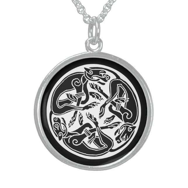 celtic hounds sterling silver necklace (Front)
