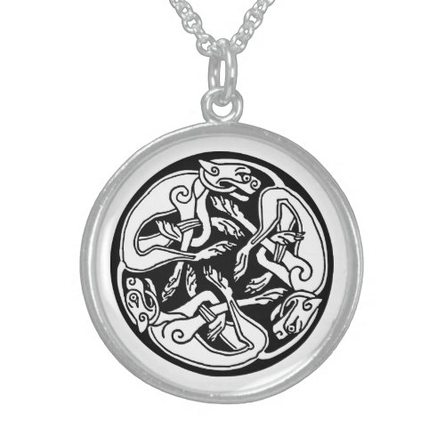 celtic hounds sterling silver necklace