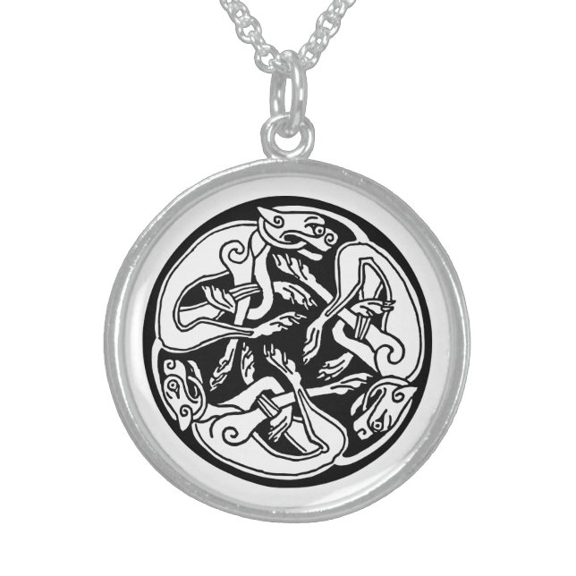 celtic hounds sterling silver necklace (Front)