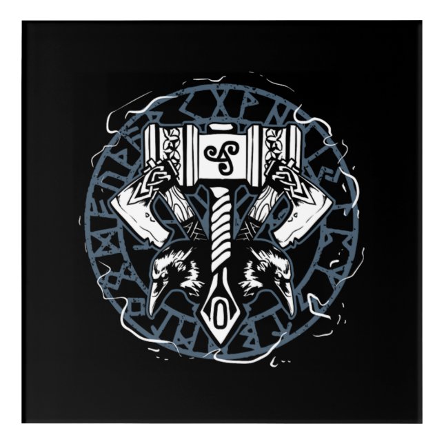 Celtic Huginn And Muninn Raven Viking Acrylic Print (Front)