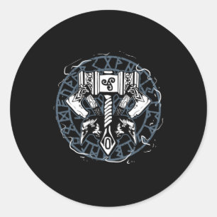 Celtic Huginn And Muninn Raven Viking Classic Round Sticker