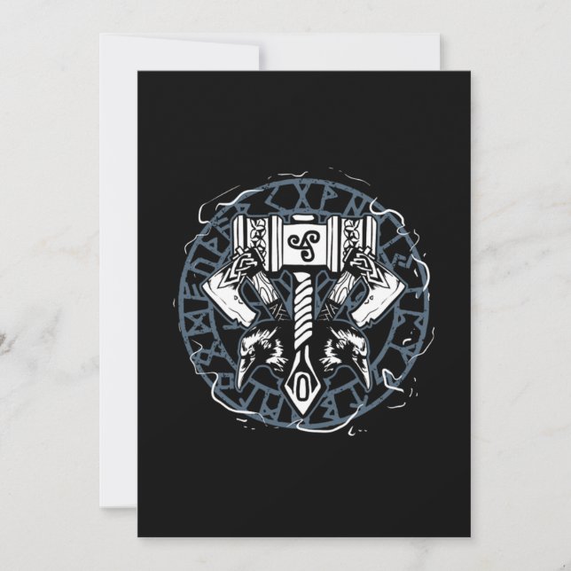 Celtic Huginn And Muninn Raven Viking Save The Date (Front)