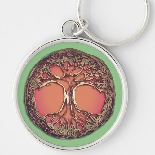 Celtic Inspirational Tree of Life Button Key Ring