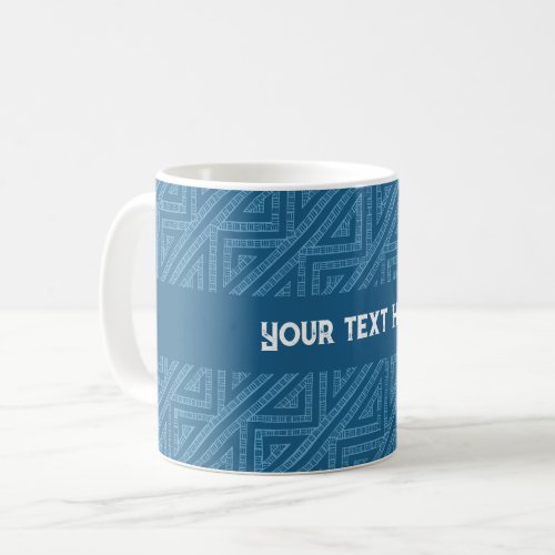 Celtic Inspired Blue Tribal Zig Zag Pattern Coffee Mug