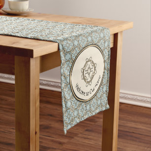 Celtic Inspired Interwoven Graphic Cream Black Short Table Runner
