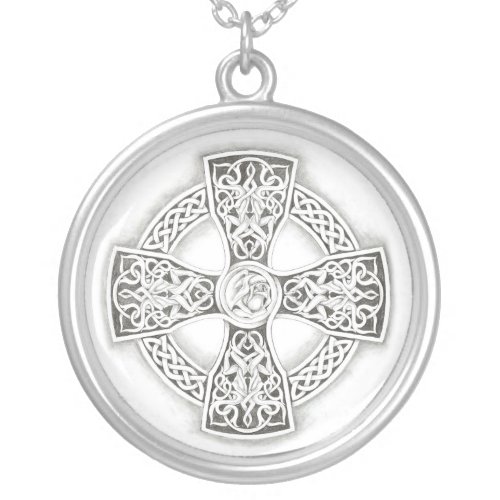 Celtic  Irish Cross Silver Chain Necklace