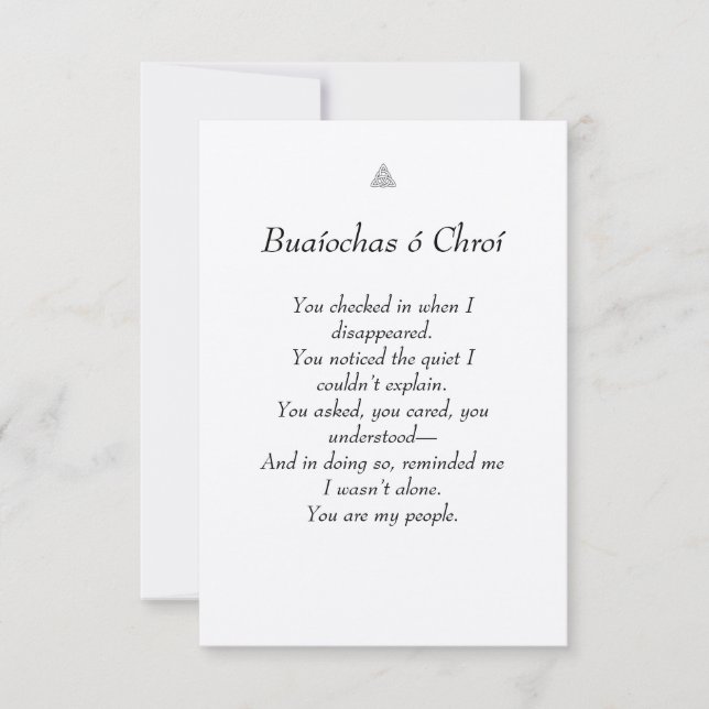 Celtic/Irish heart felt thank you Card (Front)