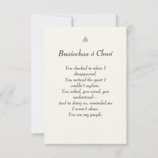 Celtic/Irish heart felt thank you Card