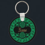 Celtic Irish Personalized Name Keychain<br><div class="desc">This can be personalized with your name and is surrounded by a round border of an ancient Celtic spiral and clover design.</div>