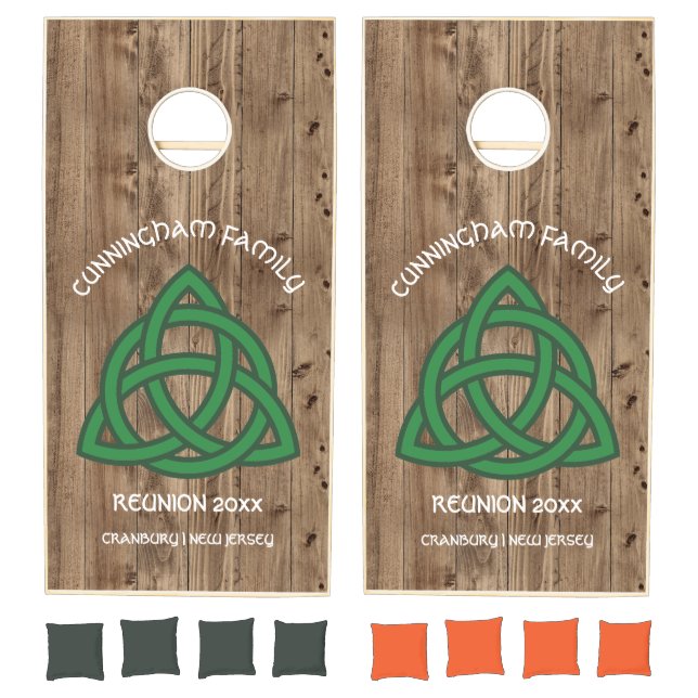 Celtic Irish Rustic Barn Wood  Family Reunion Cornhole Set (Set)
