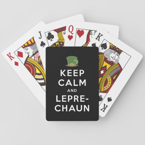 Celtic Keep Calm and Leprechaun WhiteText Playing Cards