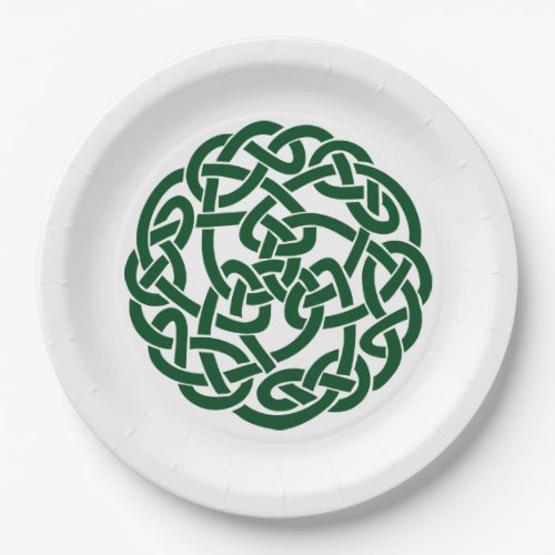 Celtic Knot 2 round green Paper Plates