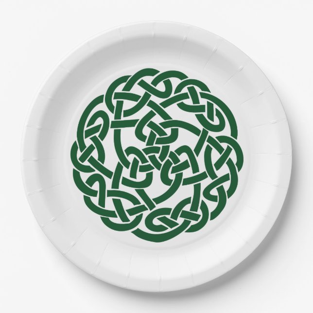 Celtic Knot 2 round green Paper Plates (Front)