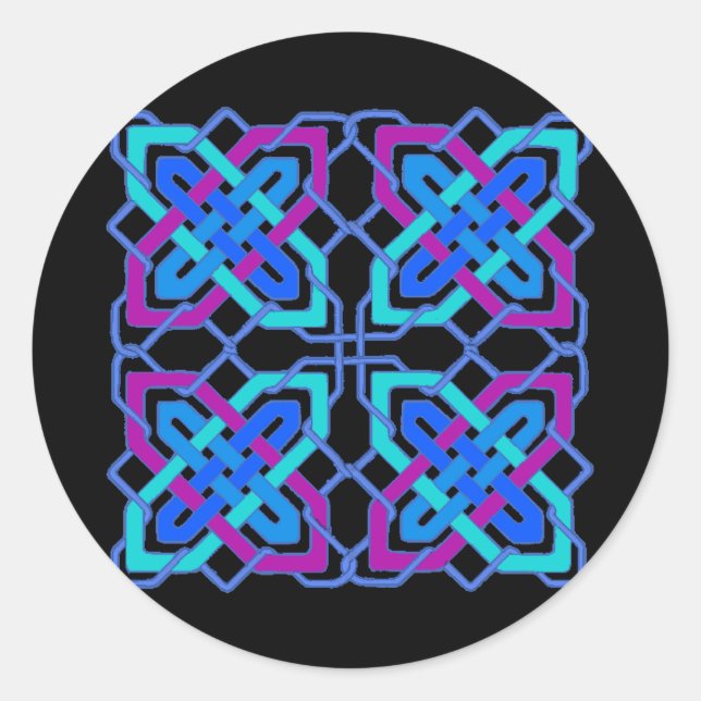 Celtic Knot 3 Black Classic Round Sticker (Front)