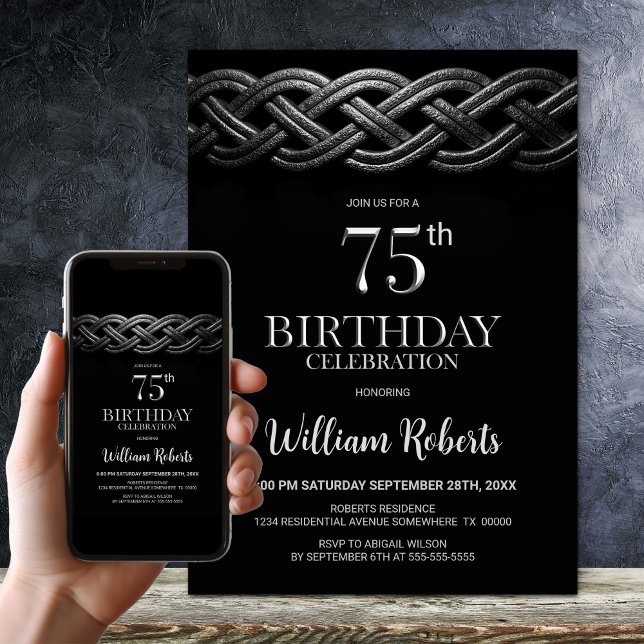 Celtic Knot 75th Birthday Party Invitation (Creator Uploaded)