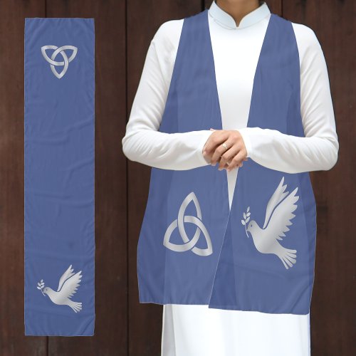 Celtic Knot and Dove Minister Stole Dark Blue Scarf