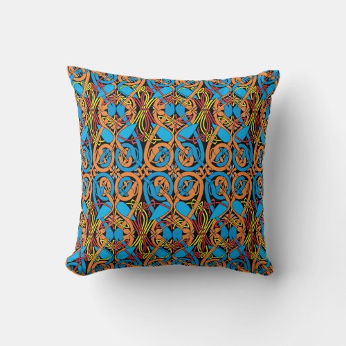 Celtic Knot Animals Lindisfarne Color Pattern Throw Pillow