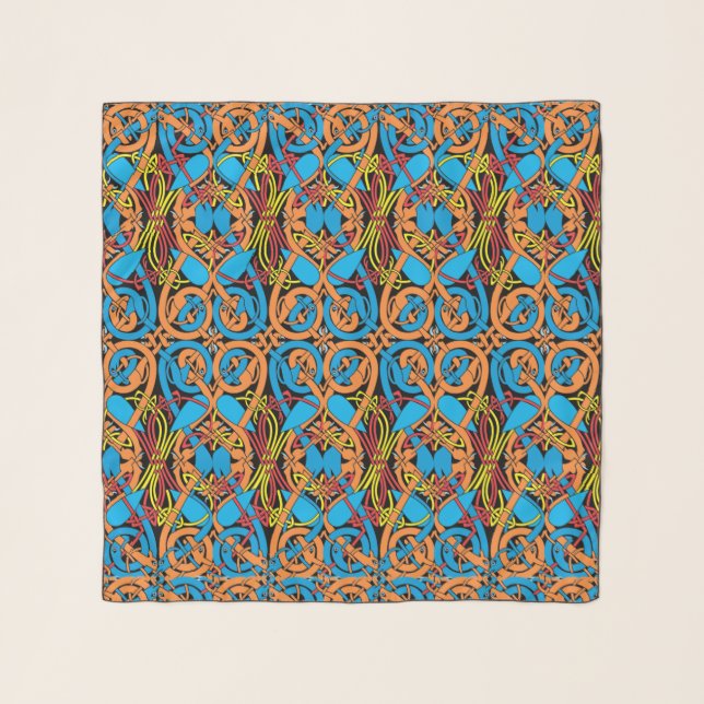 Celtic Knot Animals Lindisfarne Pattern Scarf (Front)