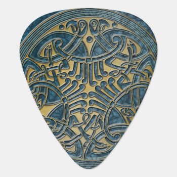 Celtic Knot Aqua & Gold Birds -guitar Pic Guitar Pick by LilithDeAnu at Zazzle
