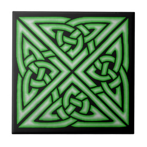 Celtic Knot Art Design  in Green Tile