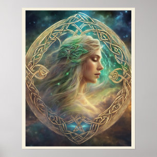 Celtic Knot Blond Hair Fanciful Portrait Woman Poster