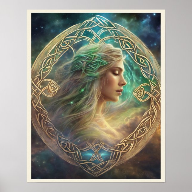 Celtic Knot Blond Hair Fanciful Portrait Woman Poster (Front)