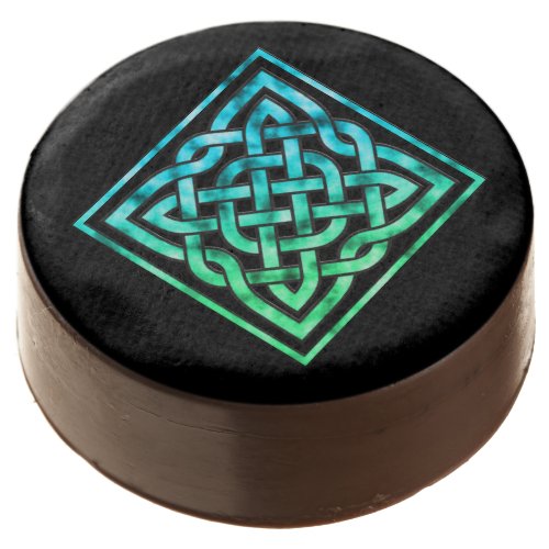 Celtic Knot _ Blue Green Design Chocolate Dipped Oreo