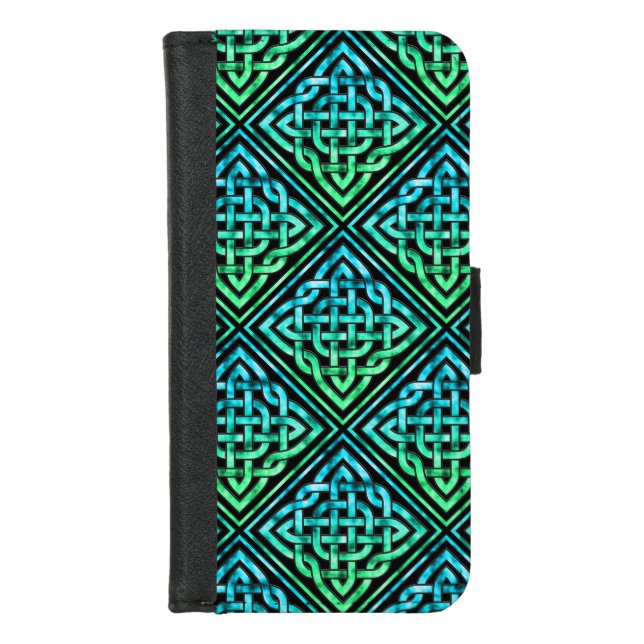 Celtic Knot - Blue Green iPhone Wallet Case (Front)