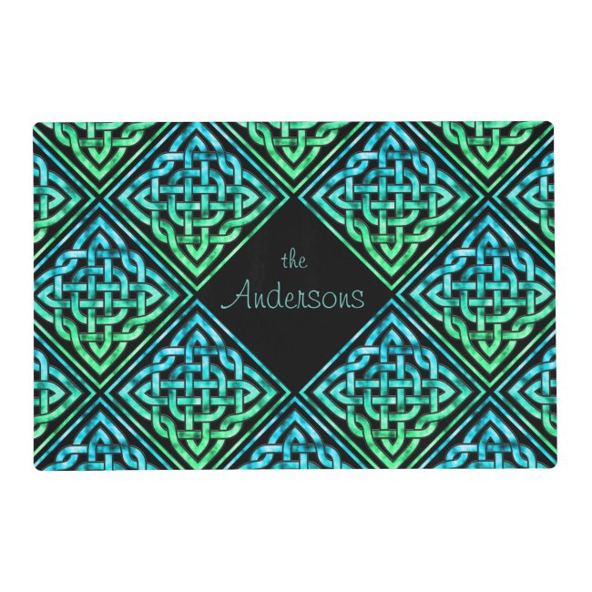 Celtic Knot Blue Green with Family Name Placemat