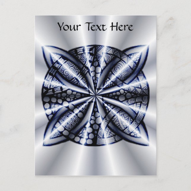 Celtic Knot Blue Tangled Doodle Design Postcard (Front)