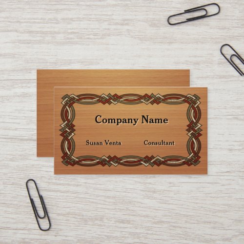 Celtic Knot Border Inlaid Wood look Business Card