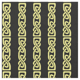 Celtic knot, braid, gold stripe on black fabric