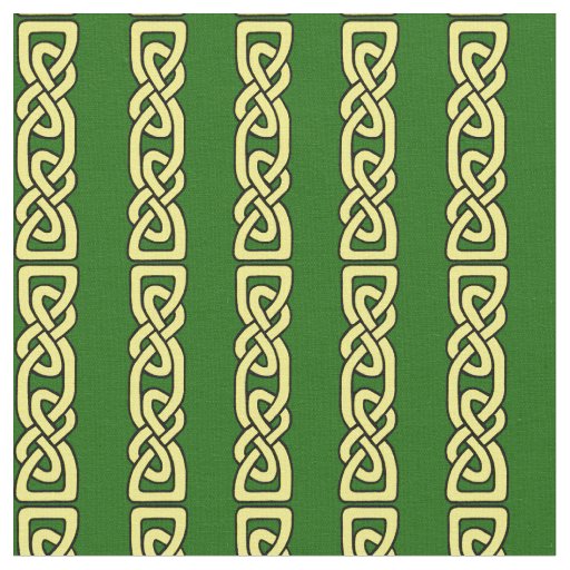 Celtic knot/braid, gold stripe on deep green fabric